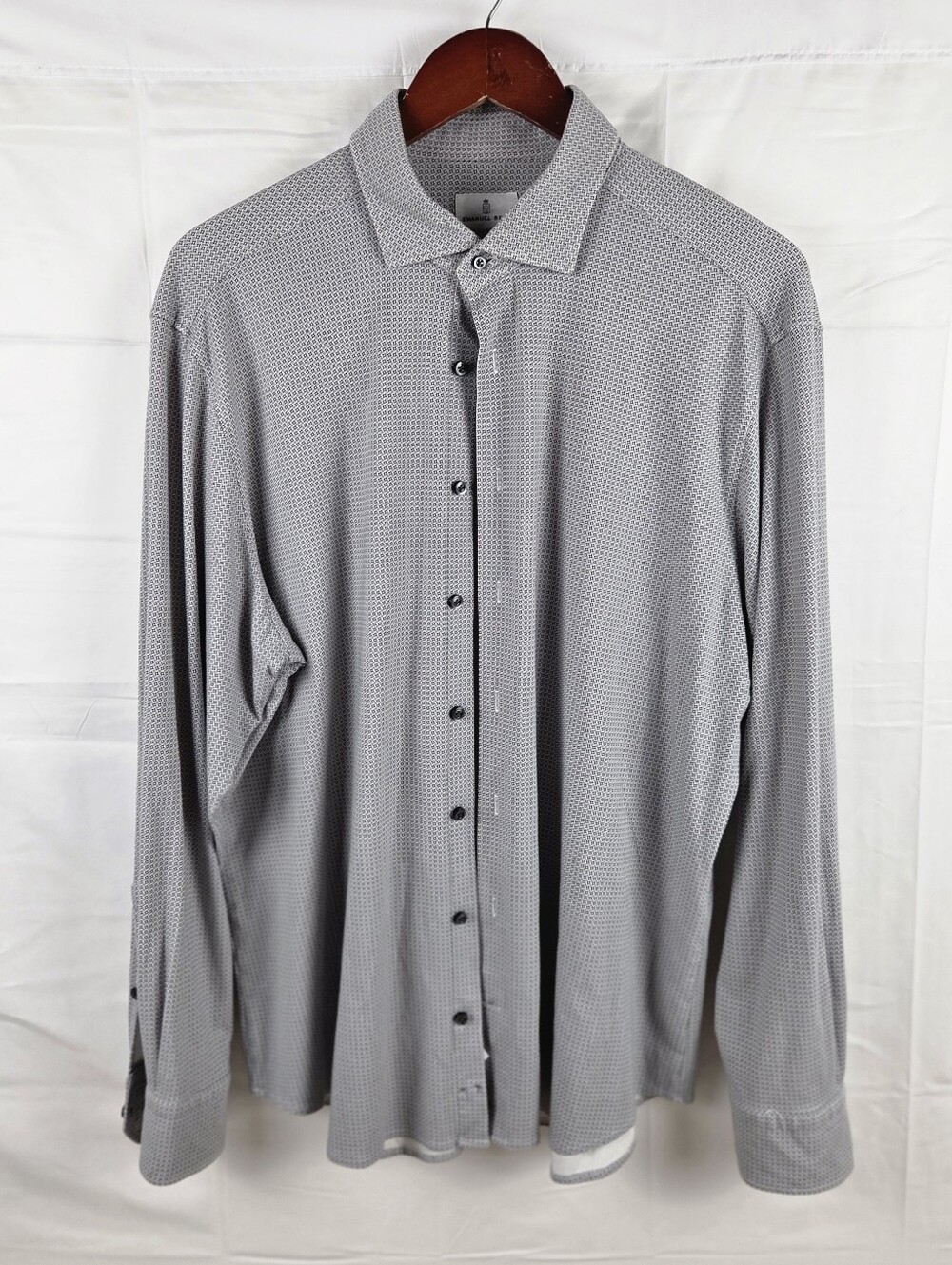 Emanuel Berg Performance Stretch Shirt Mens XL Gray Long Sleeve Button Up Slim